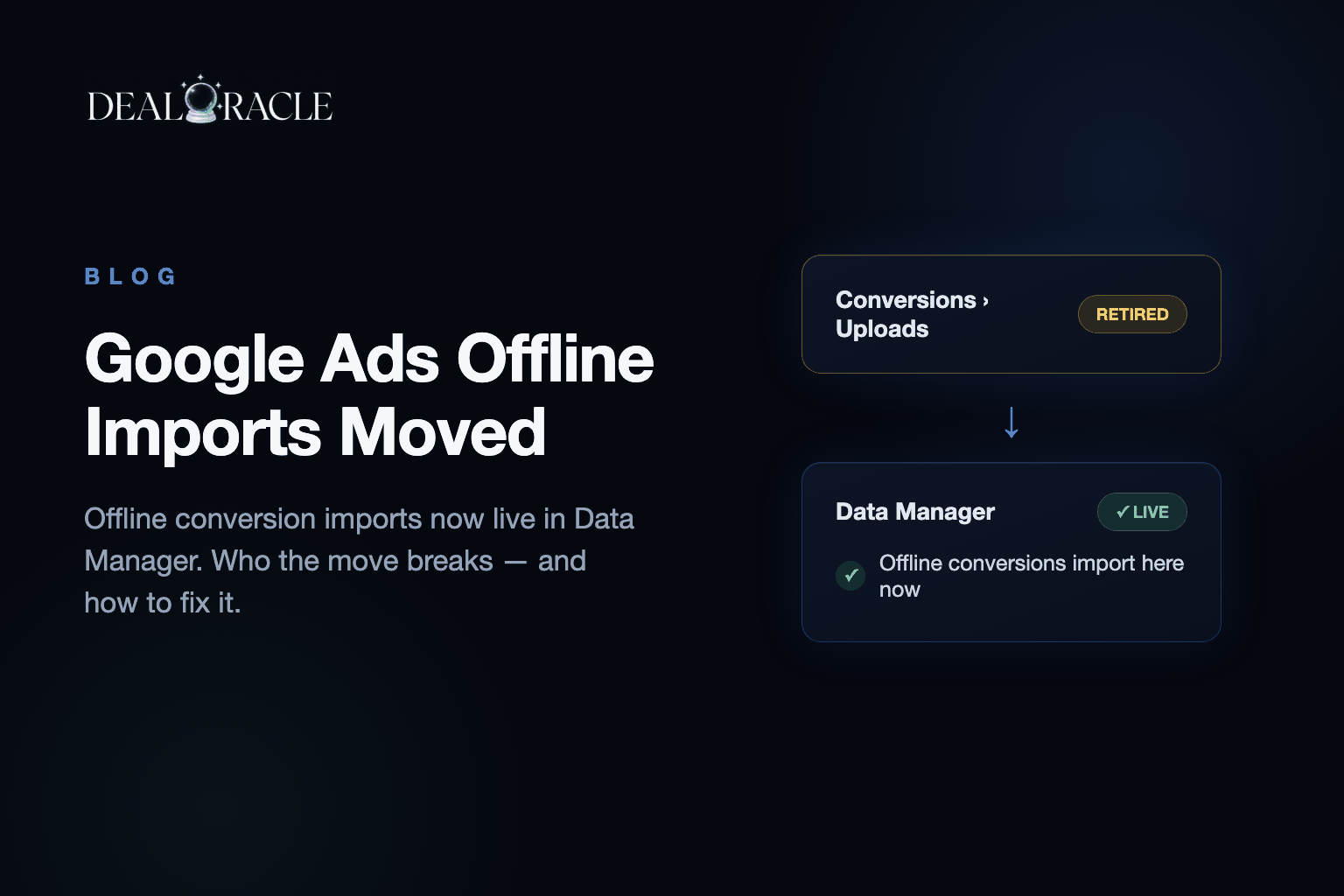 Google Ads Moved Offline Conversion Imports to Data Manager: Who It Breaks and How to Fix It